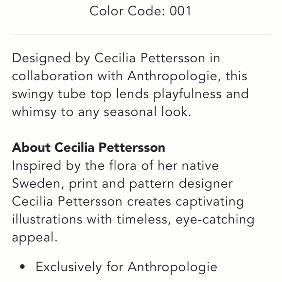 Cecilia Pettersson Palm Swing Tube Top Black Sz M - Picture 5 of 6